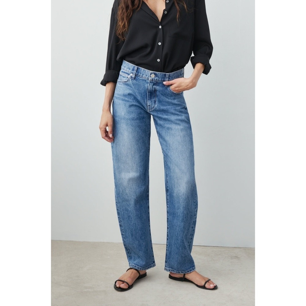 AYR The Getup Jeans 30S Bingo Barrel Leg Relaxed Denim Blue